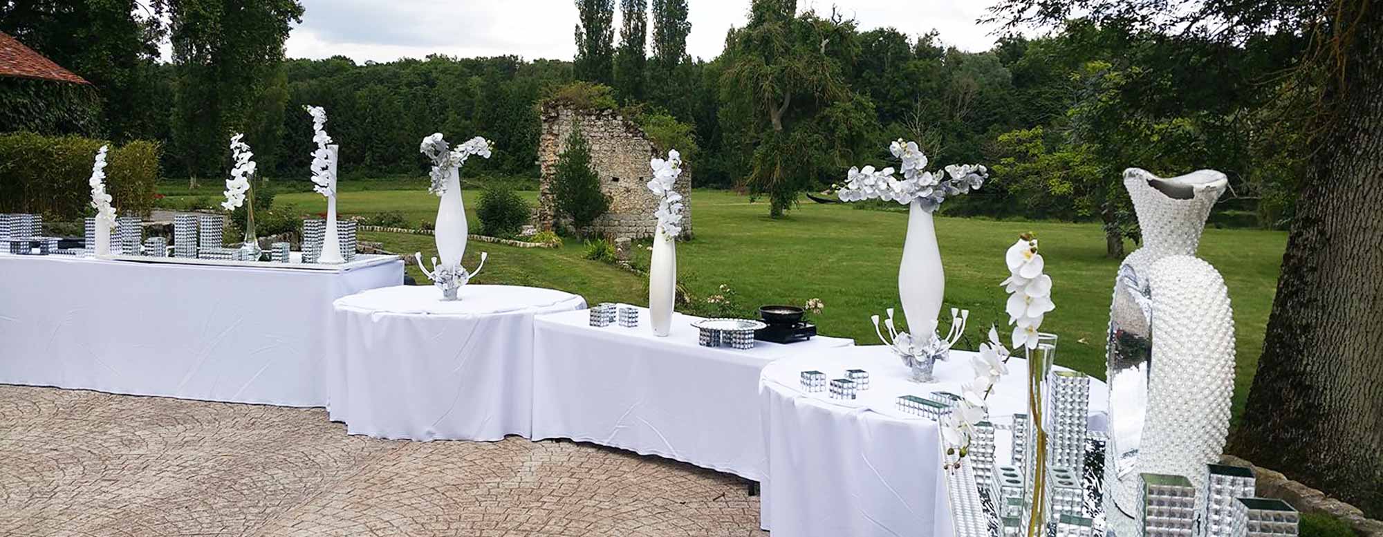 buffet extérieur mariage chateau du vivier